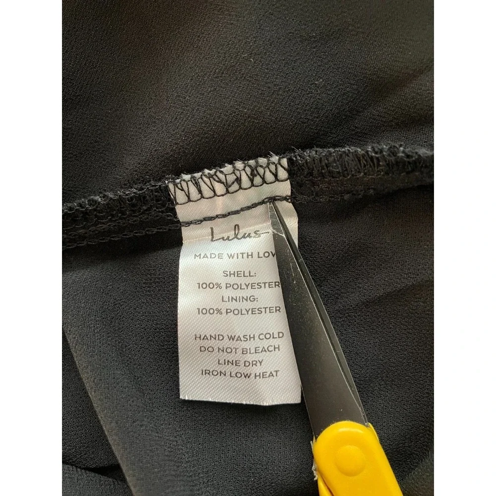 Lulus Black Long Sleeve Mini Dress Ruffle Empire Cocktail Small Date Nite NWT - Picture 9 of 10